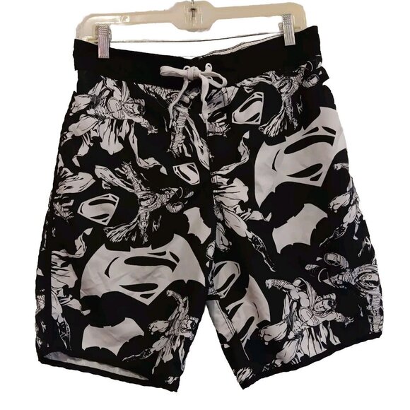 DC Comics Batman vs Superman Dawn Of Justice 2016 Swim Trunks Shorts Mens Medium - Picture 2 of 10